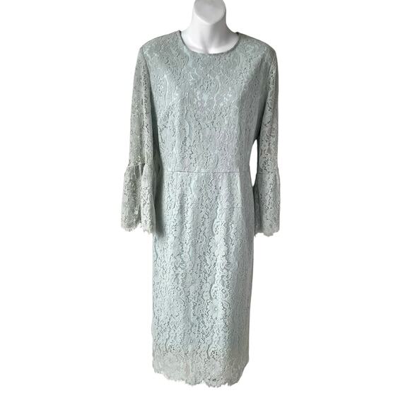 NEW Lace Rosette Pale Teal Dress Sz XL Light Blue Satin Lining Elegant Wedding - Picture 1 of 16